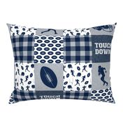 touch down - football wholecloth - blue and silver -  plaid