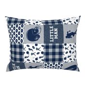 little man - football wholecloth - blue and silver -  plaid (90)