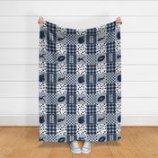 touch down - football wholecloth - blue and silver -  plaid (90)