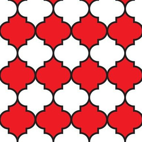 2" Moroccan Quatrefoil Pattern | Black White and Red