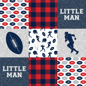 little man - football wholecloth - red and blue -  plaid