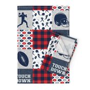 touch down - football wholecloth - red and blue -  plaid