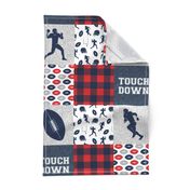 touch down - football wholecloth - red and blue -  plaid