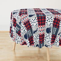 touch down - football wholecloth - red and blue -  plaid (90)