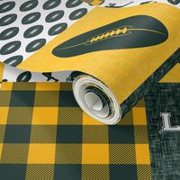 little man - football wholecloth - green and gold -  plaid