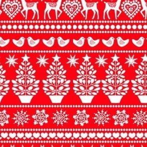 42 Red Christmas Folk Stripe 42