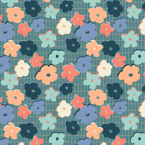 peach grid floral