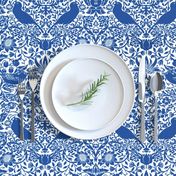 Strawberry Thief by William Morris - LARGE - blue and white Adapation Antiqued art nouveau deco