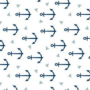 anchor triangle fabric - navy and blue anchor