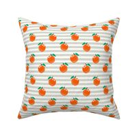 oranges fabric - orange, oranges, fruit, fruits, summer, stripes, kids, seasonal, farmers market, summer design - grey stripe