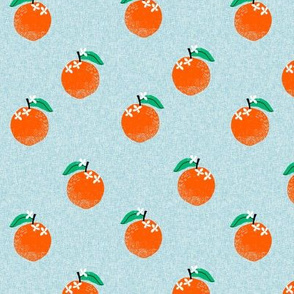 oranges fabric - orange, oranges, fruit, fruits, summer, stripes, kids, seasonal, farmers market, summer design - blue
