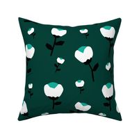 Paper cut cotton boll flower autumn bloom botanical garden theme green jade teal jumbo