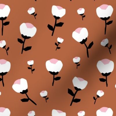 Paper cut cotton boll flower autumn bloom botanical garden theme copper pink girls