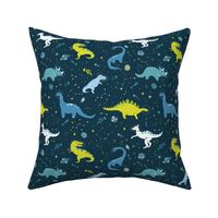 Space Dinosaurs in Blue + Lime Green