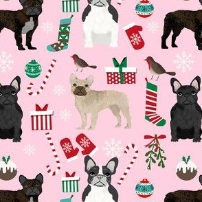 frenchie french bulldog christmas fabric - christmas, xmas, holiday, frenchie, french bulldogs, dog, dogs christmas