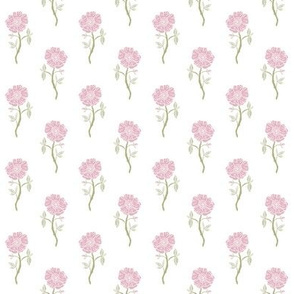 linocut bloom // linocut floral, florals, flower, stem, bloom, poppy, flower - white and pink