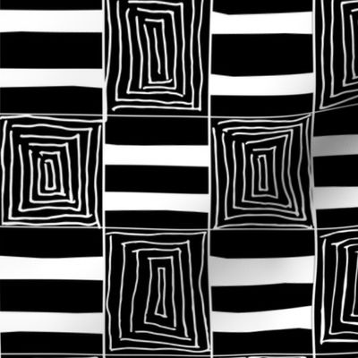 Black & White Squares & Stripes