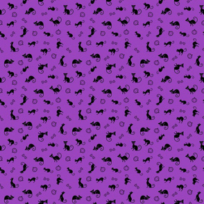 Black Cats On Purple Small Scale