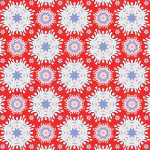 Folkart Stars Vector Pattern Red Blue