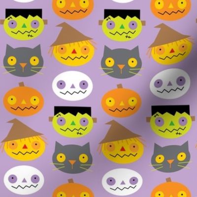 halloween faces on purple