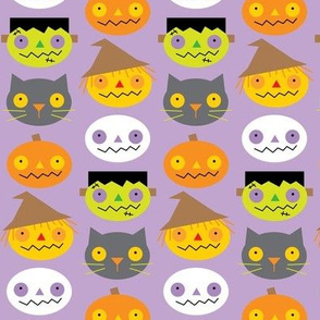 halloween faces on purple