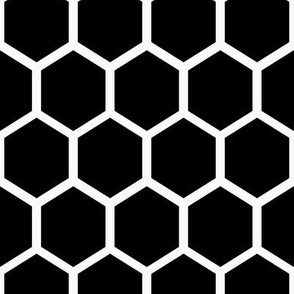 1" Honeycomb Hexagon Pattern | Black and White Collection