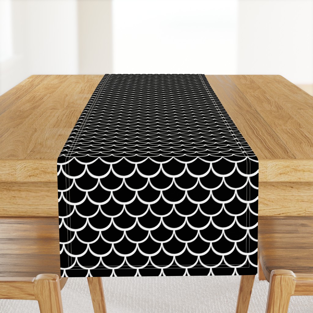 2" Fish Scale Pattern | Black and White Collection