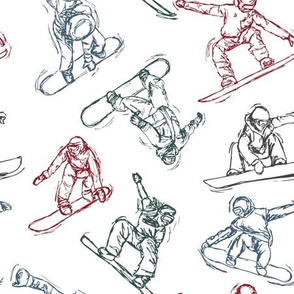 Snowboarding 4 HEX Sketches on white