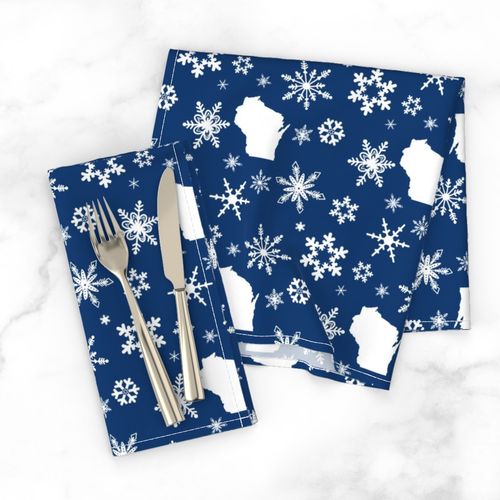 Wisconsin Snowflakes Dark Blue