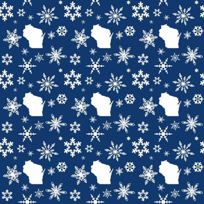 Wisconsin Snowflakes Dark Blue