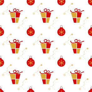 Christmas Holiday boxes in red and gold on white