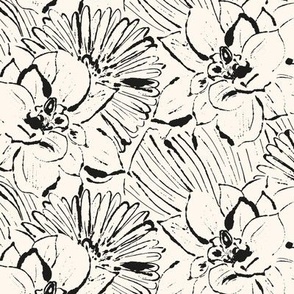 Vintage flowers monoprint 