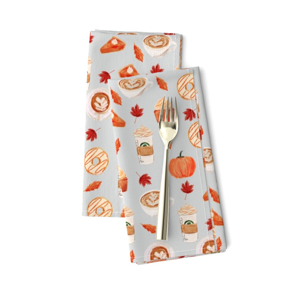 watercolor psl - pumpkin spice latte, coffee, latte, pumpkin, fall, autumn fabric - grey