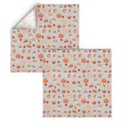 watercolor psl - pumpkin spice latte, coffee, latte, pumpkin, fall, autumn fabric - grey