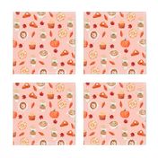 watercolor psl - pumpkin spice latte, coffee, latte, pumpkin, fall, autumn fabric - pink