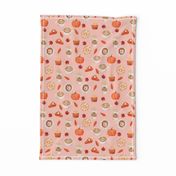 watercolor psl - pumpkin spice latte, coffee, latte, pumpkin, fall, autumn fabric - pink