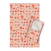 watercolor psl - pumpkin spice latte, coffee, latte, pumpkin, fall, autumn fabric - pink