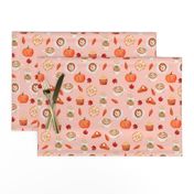 watercolor psl - pumpkin spice latte, coffee, latte, pumpkin, fall, autumn fabric - pink