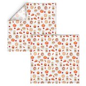 watercolor psl - pumpkin spice latte, coffee, latte, pumpkin, fall, autumn fabric - white