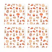 watercolor psl - pumpkin spice latte, coffee, latte, pumpkin, fall, autumn fabric - white