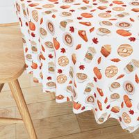 watercolor psl - pumpkin spice latte, coffee, latte, pumpkin, fall, autumn fabric - white