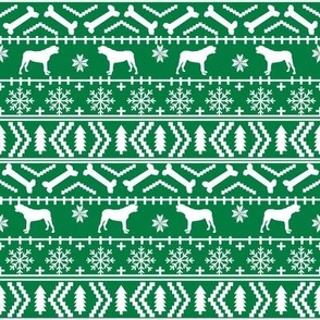 english mastiff fair isle - sweater, holiday, xmas, christmas, dog breed design -  bright green