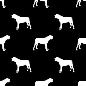 english mastiff dog silhouette fabric - dog, dogs, dog breed, english mastiff, dog breed fabric - black