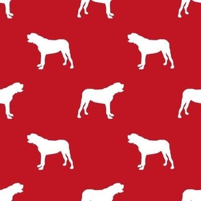 english mastiff dog silhouette fabric - dog, dogs, dog breed, english mastiff, dog breed fabric - red