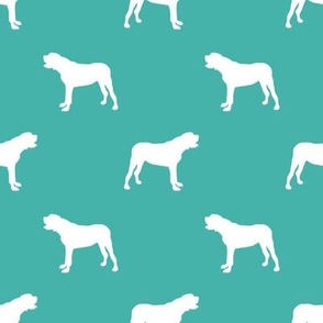 english mastiff dog silhouette fabric - dog, dogs, dog breed, english mastiff, dog breed fabric - turquoise