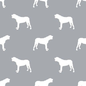 english mastiff dog silhouette fabric - dog, dogs, dog breed, english mastiff, dog breed fabric - grey