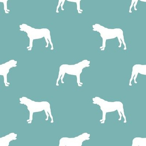 english mastiff dog silhouette fabric - dog, dogs, dog breed, english mastiff, dog breed fabric - gulf blue
