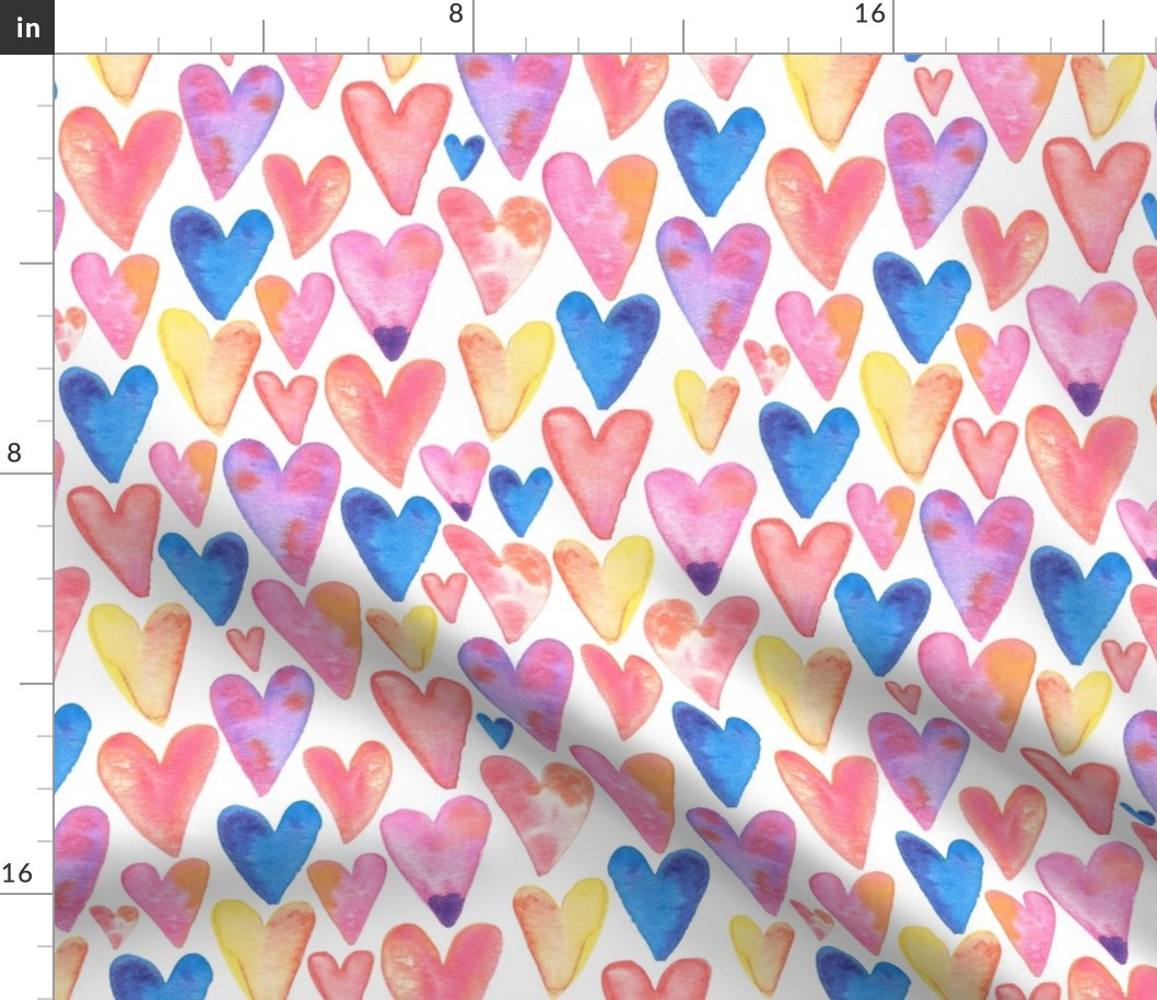 Watercolor Hearts - large