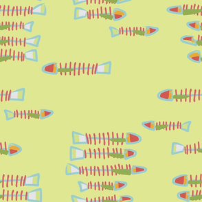 Fun Fish-Brightly Coloured Fish Skeletons-Kid Fun-Spring Bright Palette