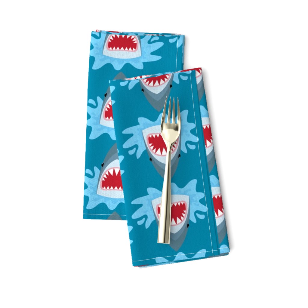 Shark Sharks Pattern Red Mouth Summer Blue Background